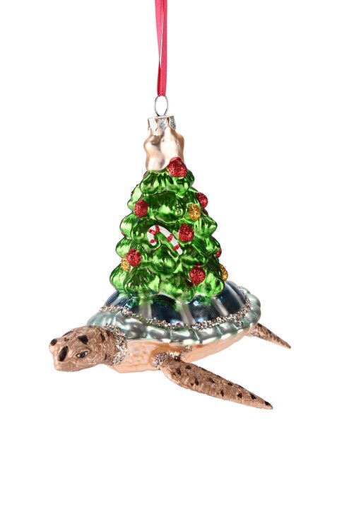 Hänger Schildkröte mit Weihnachtsbaum, mehrfarbig