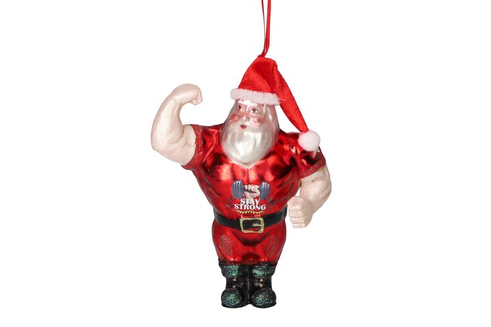 hanger bodybuilder santa, red