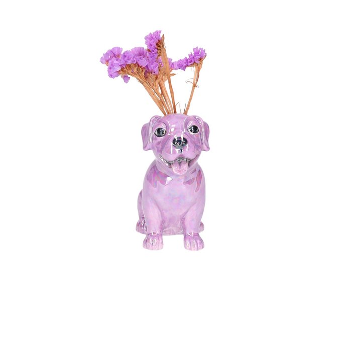 Mignon, vase, dog, assorted of 4pcs., pink/purple/yellow/darkpink