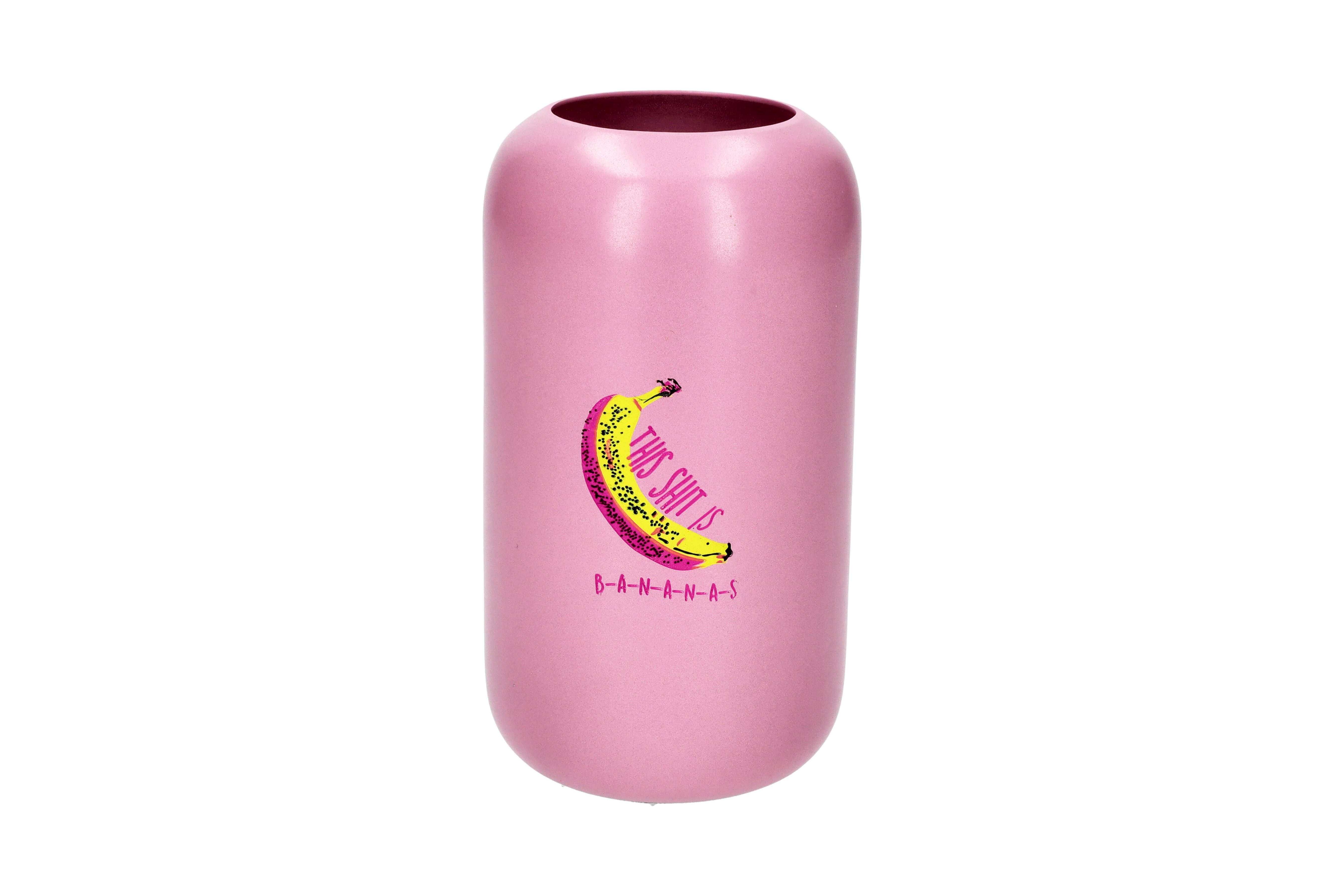 Goa, vase, M(H16cm), motive: This shit is bananas, pink