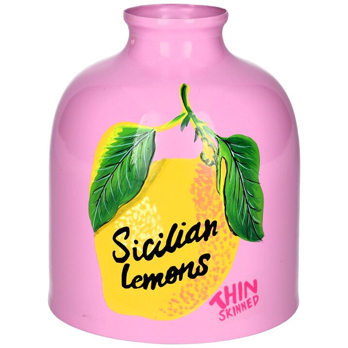 Taormina, vase, motive: Sicilian lemons, pink