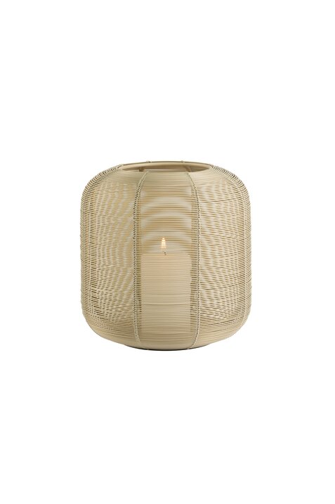 Knokke, Windlicht, H21,5cm, sandstone/gold