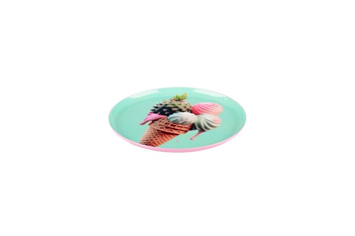 Love Trays, deco tray, XS, motive: ice cream, round, mint