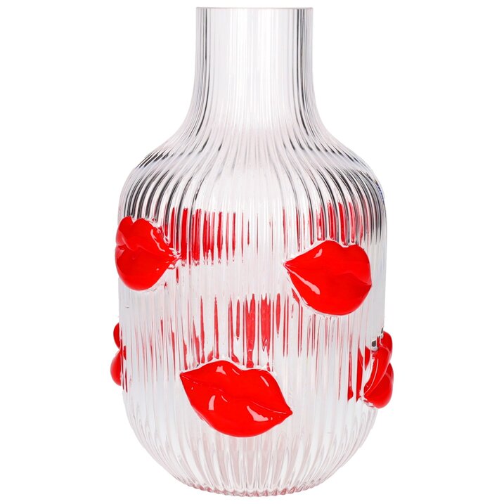 L´amour, Vase, H(25cm), Lippen, transparent