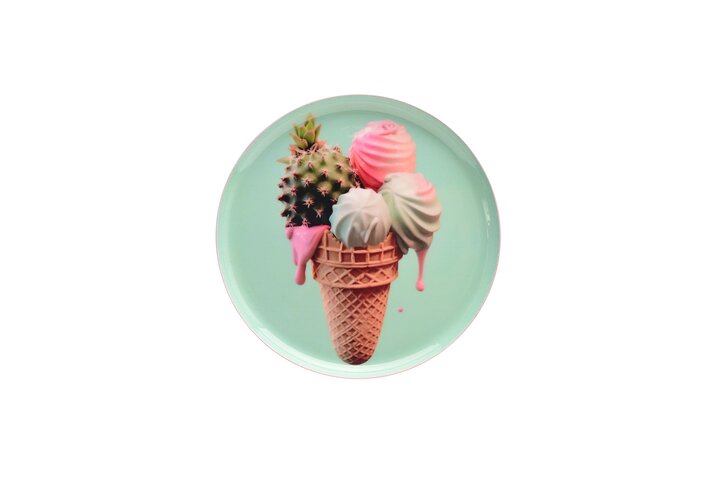 Love Trays, deco tray, XS, motive: ice cream, round, mint