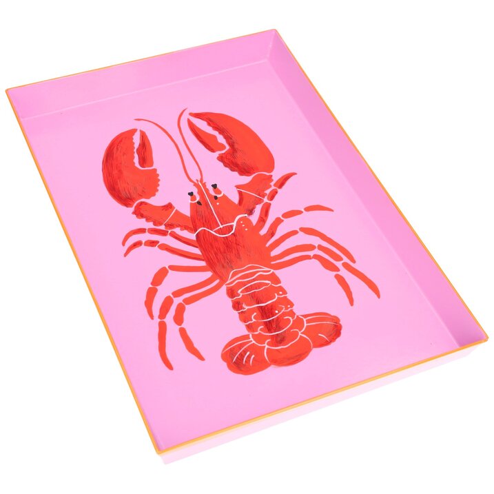 Taormina, tray, motive: lobster,  rectangular, pink/neon orange