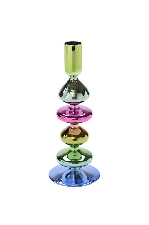 Shanghai, candle holder, h21cm, plated, multicolor, sprayed