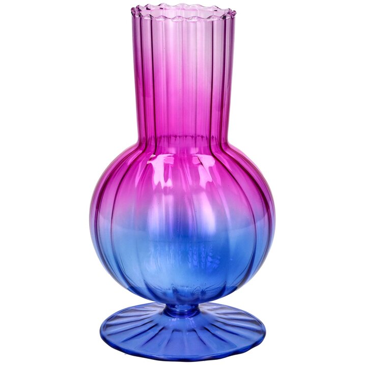 Jacquard, vase w. base and color gradient, h20cm, purple, sprayed