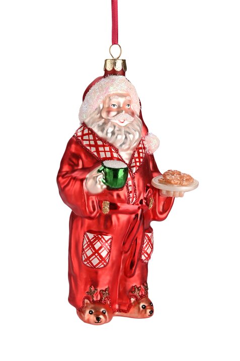 Hänger Santa mit Milch und Keksen, rot