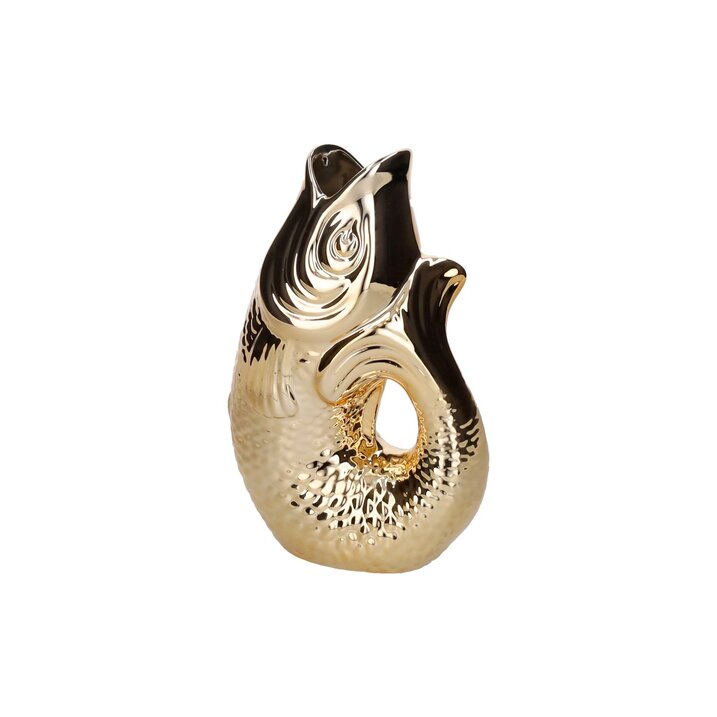 Monsieur Carafon, Fisch, Vase, S, gold, 1,2 Liter