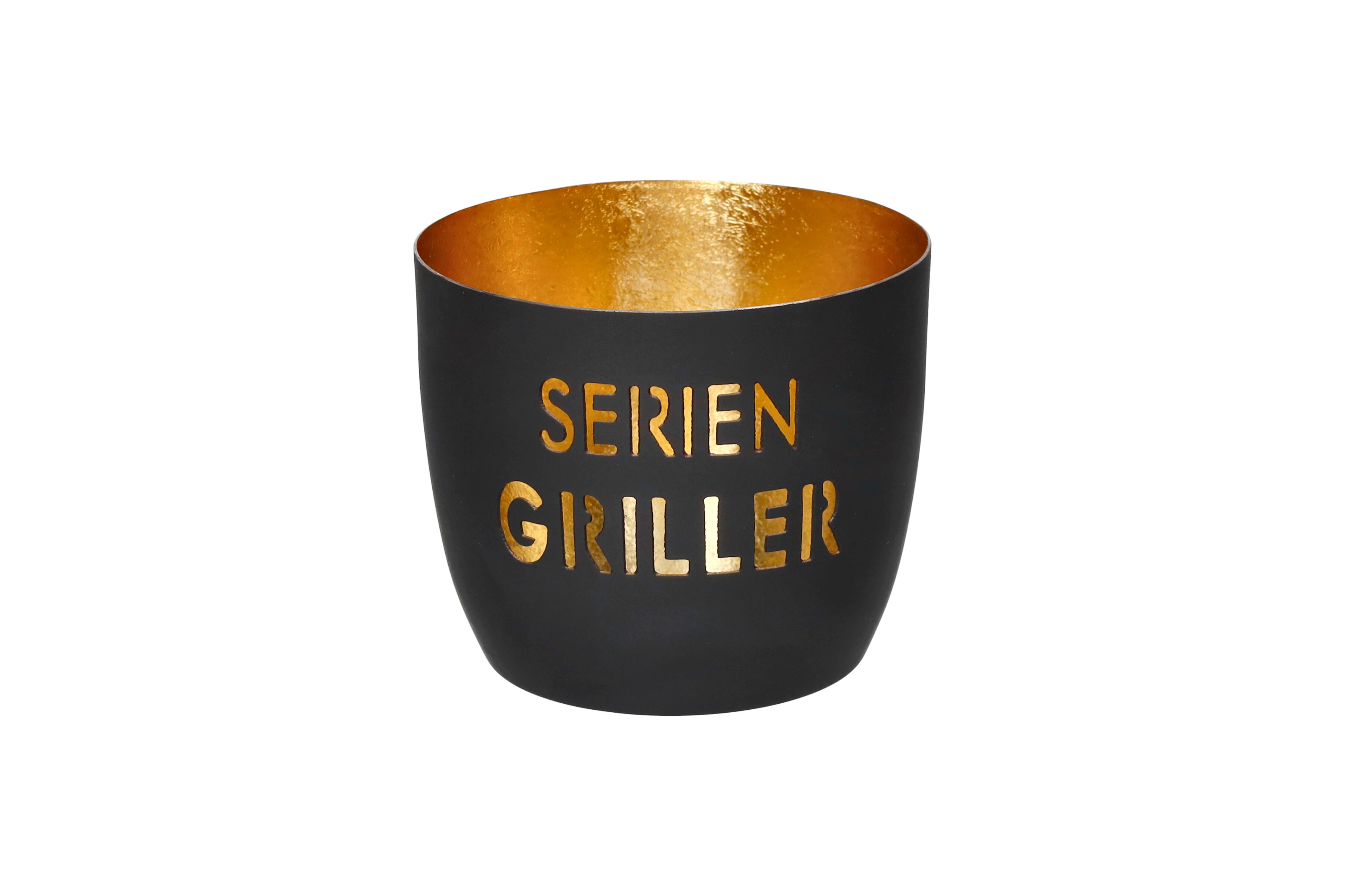 Madras, Windlicht, M, Motiv: Serien Griller, schwarz/gold